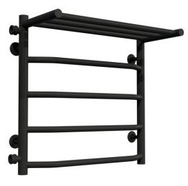 Сушка для рушників водяна Deffi Трапеція з полицею П5 500х500 бічне ліве підключення чорний C.TP.50.50.5.B.B