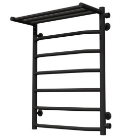 Полотенцесушитель водяной Deffi Трапеция с полкой П7 500х700 боковое правое подключение черный C.TP.70.50.7.B.C