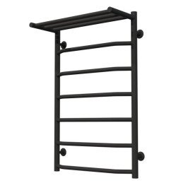 Полотенцесушитель водяной Deffi Трапеция с полкой П7 500х800 нижнее подключение черный C.TP.80.50.7.B.A