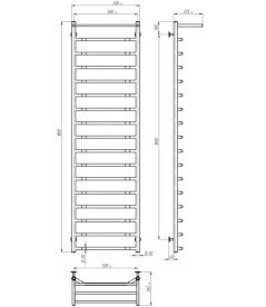 Полотенцесушитель водяной Deffi Трапеция с полкой П17 500х1800 боковое левое подключение белый C.TP.180.50.17.W.B