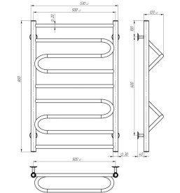 Сушка для рушників водяна Deffi Вілла 500х800 бічне ліве підключення чорний C.VP.80.50.B.B