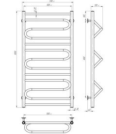 Полотенцесушитель водяной Deffi Вилла 500х1000 боковое левое подключение черный C.VP.100.50.B.B