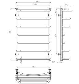 Полотенцесушитель водяной Deffi Юность П7 500х800 нижнее подключение черный C.YU.80.50.7.B.A