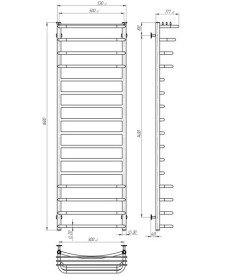 Сушка для рушників водяна Deffi Юність П16 500х1600 бічне праве підключення чорний C.YU.160.50.16.B.C