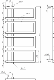 Полотенцесушитель водяной Genesis-Aqua Enzo 100x53 см черный GA-4402