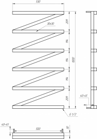 Полотенцесушитель водяной Genesis-Aqua ZigZag 100x53 см нержавеющая сталь белый GA-42021