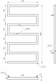 Рушникосушка водяна Genesis-Aqua Snake 100x53 см чорний GA-9002