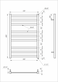 Полотенцесушитель водяной Genesis-Aqua Tristar 80x53 см черный GA-1101