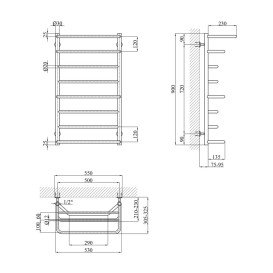 Полотенцесушитель водяной Kroner ДЛ09053-8В 53х90 см нержавеющая сталь хром CV017228