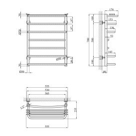 Сушка для рушників водяна Kroner KRP Stern ST-WT70x50-7 55,5х70 см нержавіюча сталь CV036307