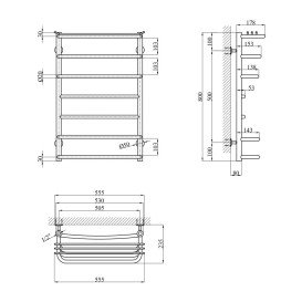 Сушка для рушників водяна Kroner KRP Stern ST-WT80x50-7 55,5х80 см нержавіюча сталь CV036308