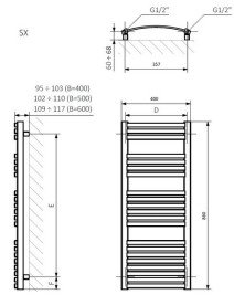 Сушка для рушників водяна Terma Dexter 86х40 см SX хром WGDEX086040KCROSX