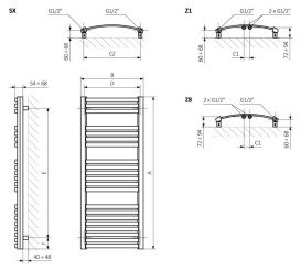 Сушка для рушників водяна Terma Dexter 86х40 см SX хром WGDEX086040KCROSX
