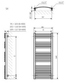 Полотенцесушитель водяной Terma Dexter 122х60 см SX хром WGDEX122060KCROSX