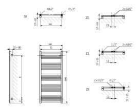 Полотенцесушитель водяной Terma Fiona 114х58 см SX Ral 9005 mat черный матовый WGFIN114058K9M5SX