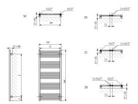 Сушка для рушників водяна Terma Fiona 90х53 см SX Ral 9005 mat чорний матовий WGFIN090053K9M5SX