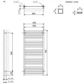 Сушка для рушників водяна Terma Marlin 78х53 см soft SX Ral 9005 soft чорний WGMAR078053KS95SX