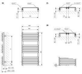 Полотенцесушитель водяной Terma Quadrus Slim 87х45 см SX Ral 9005 mat черный матовый WGQUS087045K9M5SX