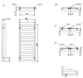 Сушка для рушників водяна Terma Vivo 115х40 см SX Ral 9005 mat чорний матовий WGVOV115040K9M5SX