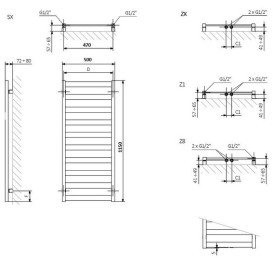 Сушка для рушників водяна Terma Vivo 115х50 см SX Ral 9005 mat чорний матовий WGVOV115050K9M5SX
