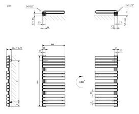 Полотенцесушитель водяной Terma Warp S 65,5х50 см GD Ral 7042 серый WGWAS065050K742GD