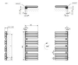 Сушка для рушників водяна Terma Warp S 111х50 см GD Ral 3028 червоний WGWAS111050K328GD