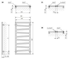 Сушка для рушників водяна Terma Zigzag 83,5х50 см SX Ral 9005 mat чорний матовий WGZIG083050K9M5SX