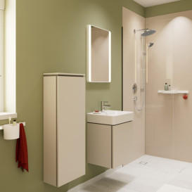 Полупенал для ванной Hansgrohe Xilesa E 40х20 см петли справа МДФ песочно-бежевый матовый 54282780