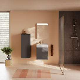 Полупенал для ванной Hansgrohe Xilesa E 40х35 см петли слева МДФ сланцево-серый матовый 54283760