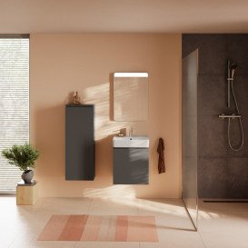 Полупенал для ванной Hansgrohe Xilesa E 40х35 см петли справа МДФ сланцево-серый матовый 54284760
