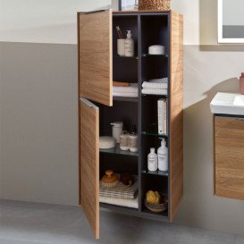 Полупенал Villeroy & Boch Subway 3.0 57,4х36,2х120 см петли слева ДСП дуб канзас/ручка алюминий глянцевый C59800RH