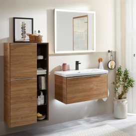 Полупенал Villeroy & Boch Subway 3.0 57,4х36,2х120 см петли слева ДСП дуб канзас/ручка алюминий глянцевый C59800RH