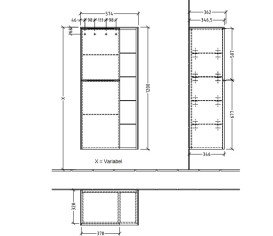 Полупенал Villeroy & Boch Subway 3.0 57,4х36,2х120 см петли слева ДСП графит/ручка монохром C59802VR