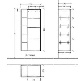 Напівпенал Villeroy & Boch Subway 3.0 57,4х36,2х120 см петлі праворуч ДСП чисто білий/ручка вулканічний чорний C59901VF