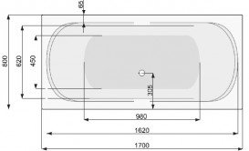 Ванна акрилова прямокутна PoolSpa колекція Gemini 170х80 з ніжками білий PWPD810ZN000000