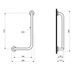 Поручень для ванної Kolo Lehnen Funktion кутовий 90 ° правий хвилястий L1012112