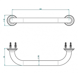Поручень для ванной THG ArtDeco cristal 30 см золото A00 H44 00527S