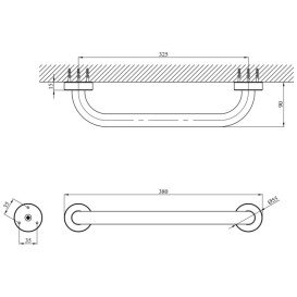 Поручень для ванны Kroner KRM Rizze-ACC3518 38 см хром CV022919