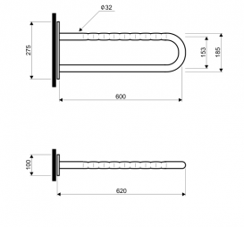 Поручень Kolo Lehnen Funktion нерухомий 60 см хвиляста поверхня L1054602