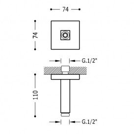 Потолочный душевой кронштейн Tres 110 мм сталь 13452202AC