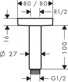 Потолочное подсоединениедля верхнего душа Hansgrohe коллекция Croma Select E хром 27467000