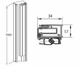 Профиль для душевой перегородки Roca Capital 34х1950 мм алюминий хром AM48195020