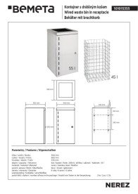 Проволочная мусорная корзина в контейнере Bemeta Hotel нержавеющая сталь матовая 101015355