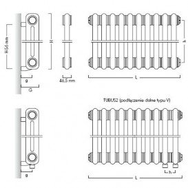 Радіатор опалення Instal Projekt Tubus 2 трубчастий 48,5х180 см 10 секцій білий матовий TUB2-180/10-D50-C34