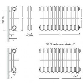 Радіатор опалення Instal Projekt Tubus 2 трубчастий 135х90 см 29 секцій сталь палітра IP на вибір TUB2-090 / 29