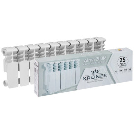 Радіатор опалення Kroner Alma 200М 200х80х96 мм 10 секцій біметал білий CV034116