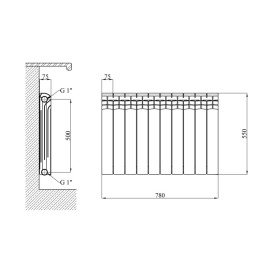 Радіатор опалення Kroner Alma 500М 500/80/80 10 секцій біметал білий CV034118