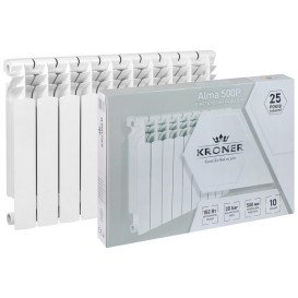 Радіатор опалення Kroner Alma 500Р 500/80/100 10 секцій біметал білий CV034119
