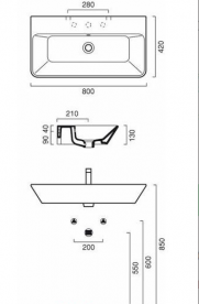Раковина для ванной подвесная Catalano Proiezioni 80х42 см без отв. под смеситель белая 180PR00