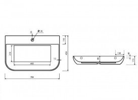 Раковина для ванної Marmorin Dione 70х45 см литий камінь білий 505 070 020 xx x